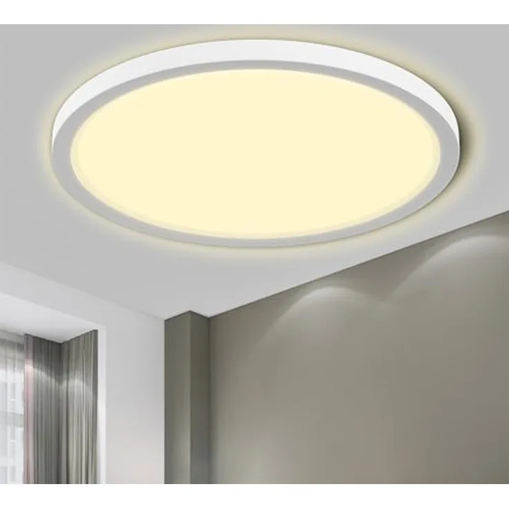 LQWELL® Deckenleuchte LED Deckenlampe, IP44 Wasserfest Badlampe Rund Flach 50W 3000K 5500LM Modern Schlicht Lampe Dünn für Wohnzimmer Badezimmer Schlafzimmer Küche Balkon Keller, 600 * 25mm