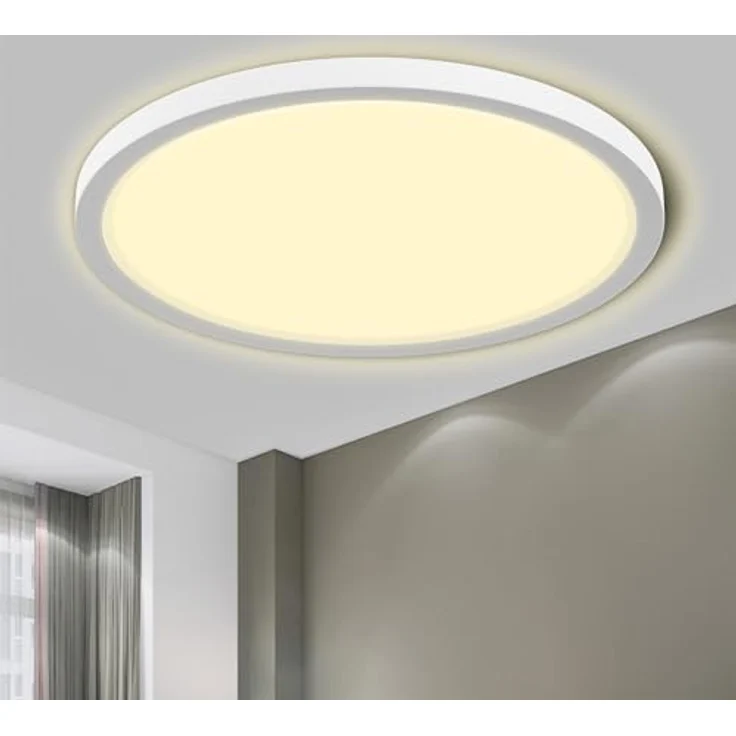 LQWELL® Deckenleuchte LED Deckenlampe, IP44 Wasserfest Badlampe Rund Flach 50W 3000K 5500LM Modern Schlicht Lampe Dünn für Wohnzimmer Badezimmer Schlafzimmer Küche Balkon Keller, 600 * 25mm – Bild 1