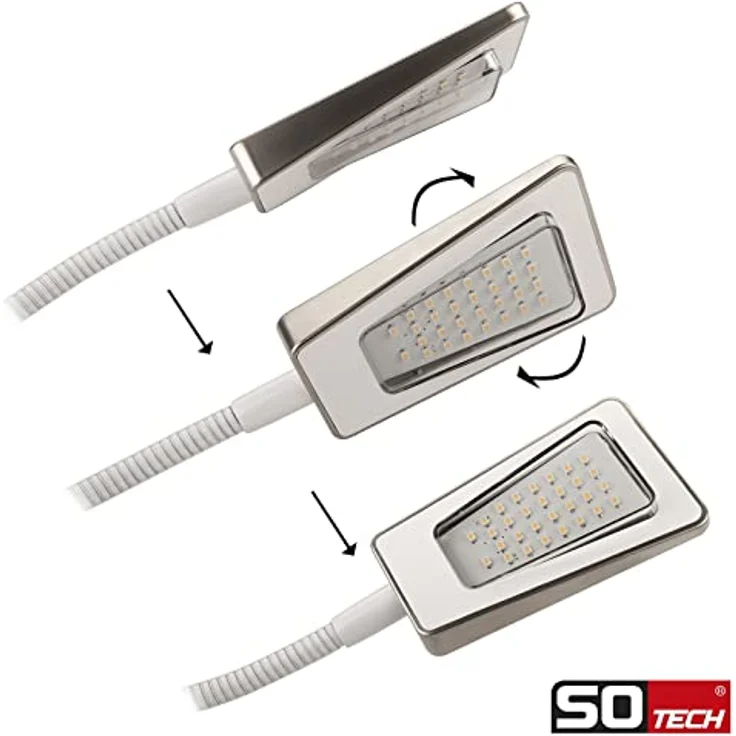 SOTECH 2 x LED Bettleuchte Luminoso, flexibles 2er Set in Weiß mit 3-stufiger Helligkeitseinstellung und Netzteil – Bild 4