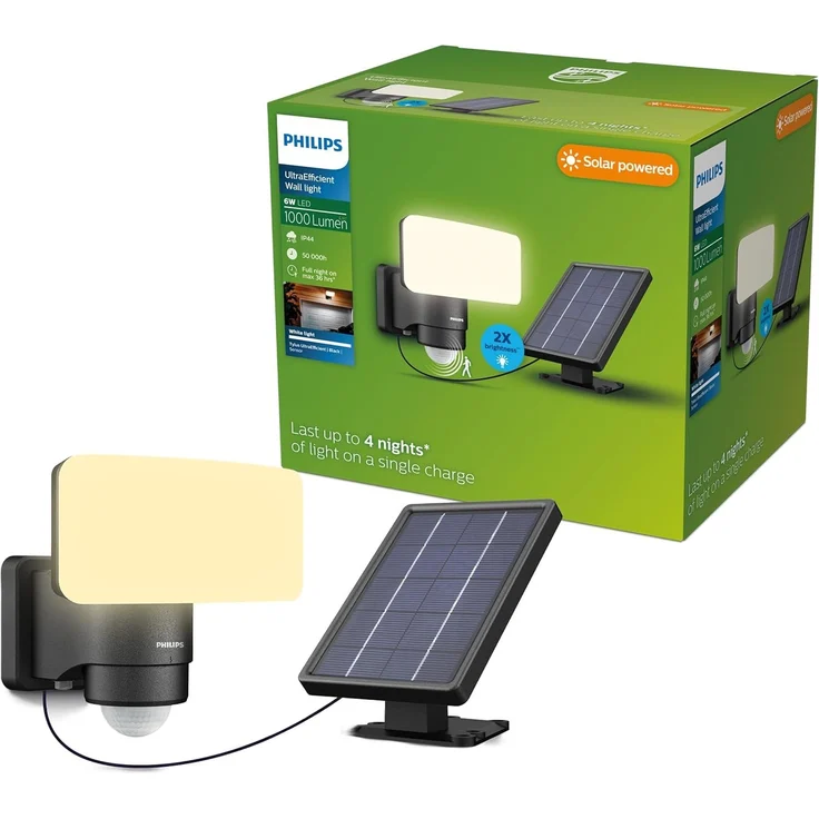 Philips Solar Wandleuchte Tylus schwarz 18,5 x 17 x 21 cm warmweiß-kaltweiß – Bild 1