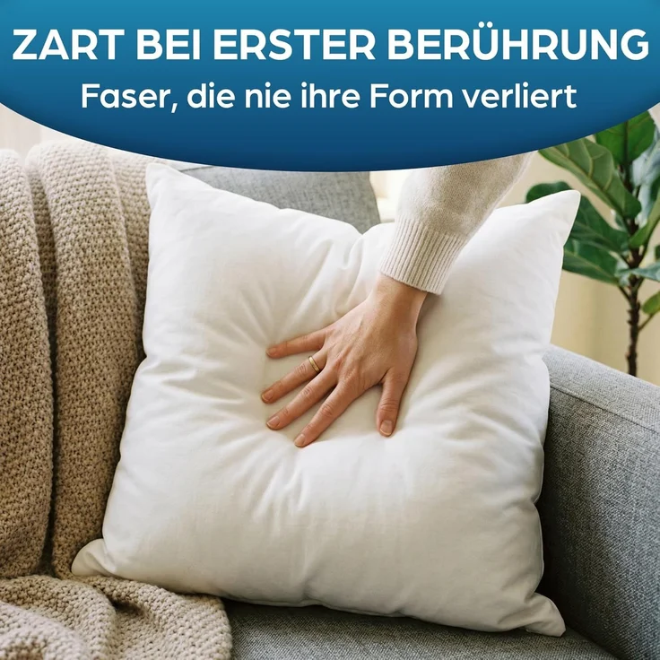 Kissen 40x40 Kopfkissen 4er Set Dekokissen für Bett und Sofa Innenkissen Hypoallergene Sofakissen Anti-Milben Weiche Zierkissen mit Kissenbezug Baumwolle und Polyest. Abnehmbar und Waschmaschinenfest – Bild 3
