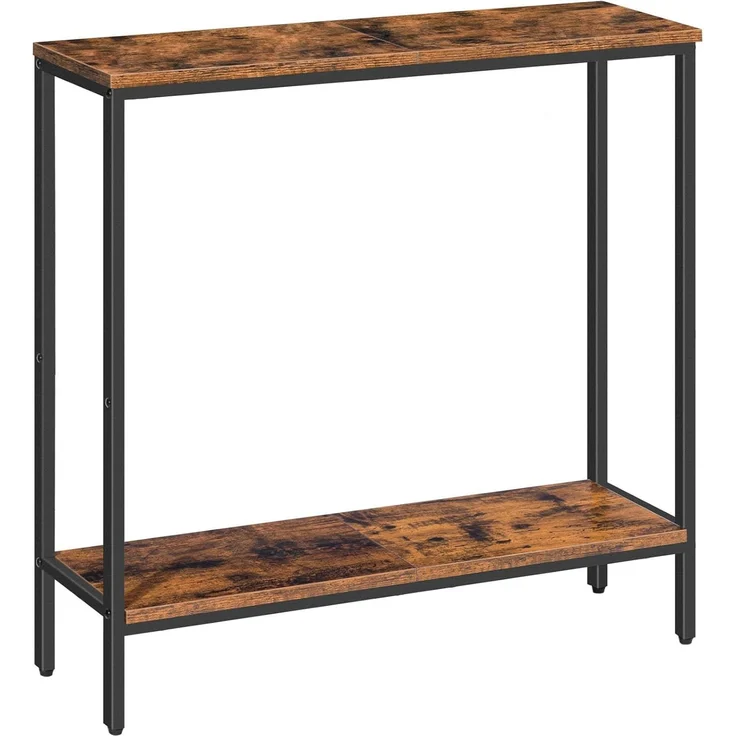 HOOBRO Schmal Konsolentisch mit Ablage, 75 x 22 x 75 cm Beistelltisch, Flurtisch, Kleiner Ausstellungstisch, Sofatisch für kleinen Raum, für Eingang, Flur, Dunkelbraun-Schwarz EBF22XG01 – Bild 1