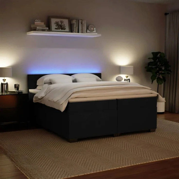 vidaXL Boxspringbett mit Matratze Schwarz 200x200 cm Samt 3288698 – Bild 4