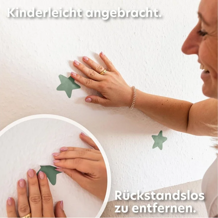 lilimaus Wandsticker Herzen, Sterne & Punkte selbstklebend - Deko fürs Kinderzimmer (36 St), Herzen, Sterne oder Punkte - 36er- & 132er-Set, ablösbar – Bild 4