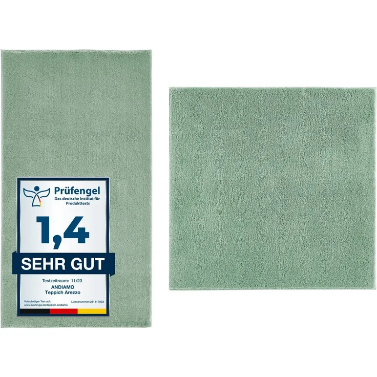 Andiamo Badematte Arezzo, Höhe 16 mm, rutschhemmend beschichtet, fußbodenheizungsgeeignet, schnell trocknend, Polyester, quadratisch, 2er-Set quadratisch 80x80 cm / rechteckig 60x100 cm, Uni Farben, auch in rund und als 2er Set erhältlich