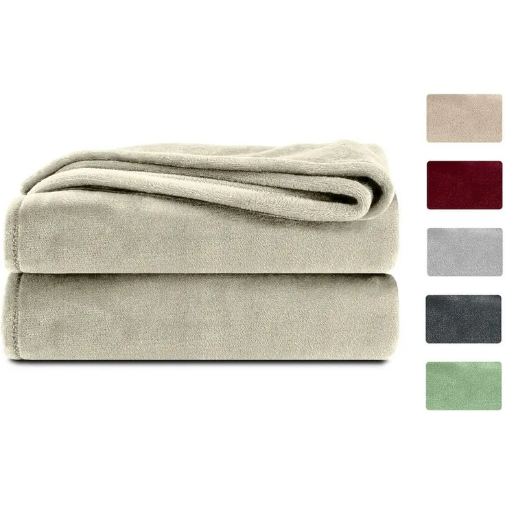 Komfortec Kuscheldecke Flauschig, Wohndecke, Fleecedecke, Oeko-TEX Zertifiziert, Superweich, 150x200 cm, 260 g/m², Ecru