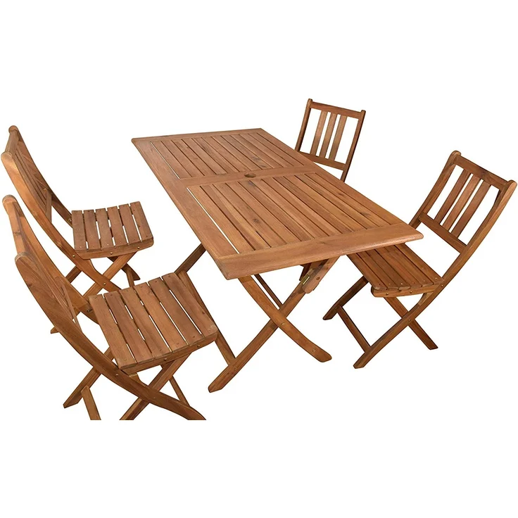 Balkonmöbel Set 5tlg Akazie Klapptisch 120 x 70 cm CALEA/BLOOM 66547830 – Bild 2