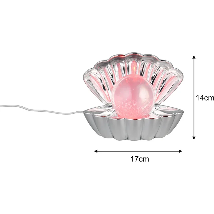 USB Muschel Tischlampe Silber Chrom mit RGB Beleuchtung, Höhe 14cm – Bild 4