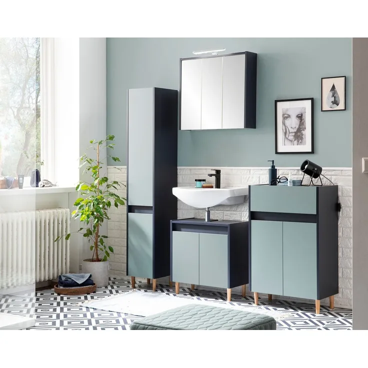 Schildmeyer Unterschrank Lovis, Holzwerkstoff, Nachtblau/Taubenblau, Breit