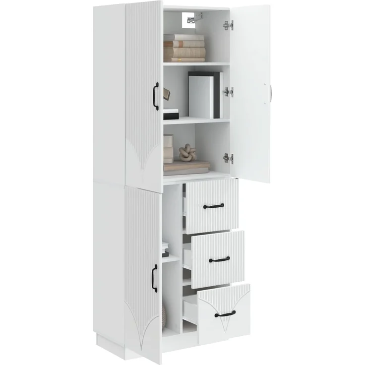 vidaXL Schrankset 2 pcs Hochglanz Weiß Holzwerkstoff 3416821 – Bild 2