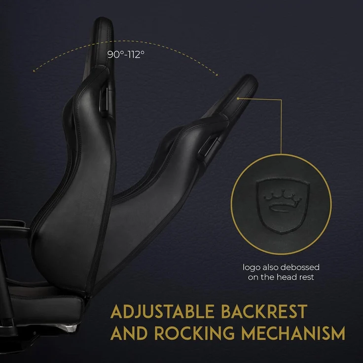 noblechairs Epic Compact Gaming Stuhl, Bürostuhl Ergonomisch, Schreibtisch Stuhl, Kopf- und Lendenstütze, PU-Leder, Entwickelt für Nutzer bis 120 kg und 1,7 Meter Hoch (Schwarz/Carbon) – Bild 6