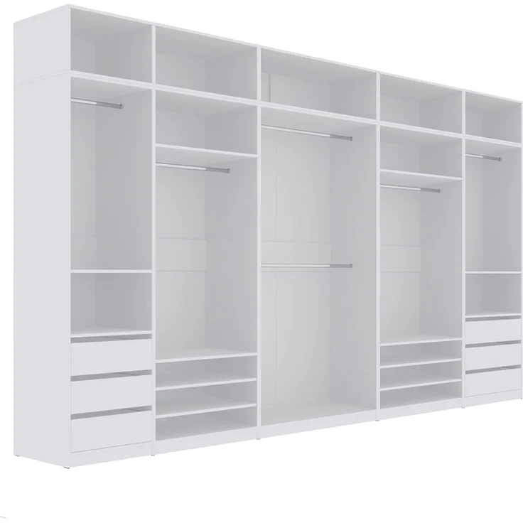 Marmex Möbel Tres Set-S/N (B) großer Eckkleiderschrank, Begehbarer Kleiderschrank offen mit Aufsatz, modularer Kleiderschrank mit Kleiderstangen, Einlegeböden für Kleidung, Schuhe, laminierte Spanplatte, weiß 271/160x246x51 cm – Bild 9