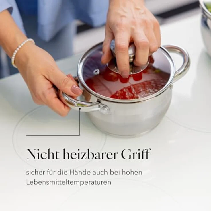 FLORINA Kochtopf Set OLIVER | 4-teilig | Edelstahl 18/0 | Glasdeckel gehärtet | Für Induktion, Gas, Elektro, Ceran | Spülmaschinenfest | Hochwertiges Topfset für jede Küche – Bild 8