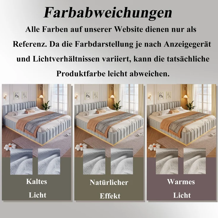 Polsterbett, Doppelbett, 180 x 200 cm, Bett mit Lattenrost, Kopfteil,Gepolstertes Kopfteil, Ohne Matratze, Grau Chenille – Bild 10