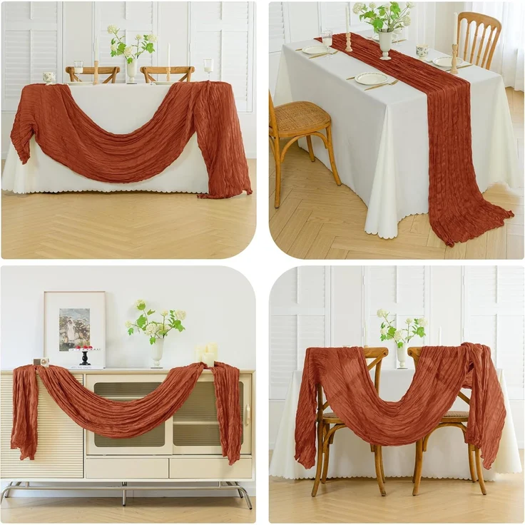 1 Stück – Tischläufer im böhmischen Stil, Käsetuch, 35x120 Zoll, Deko für Feiern, Rot – Bild 6