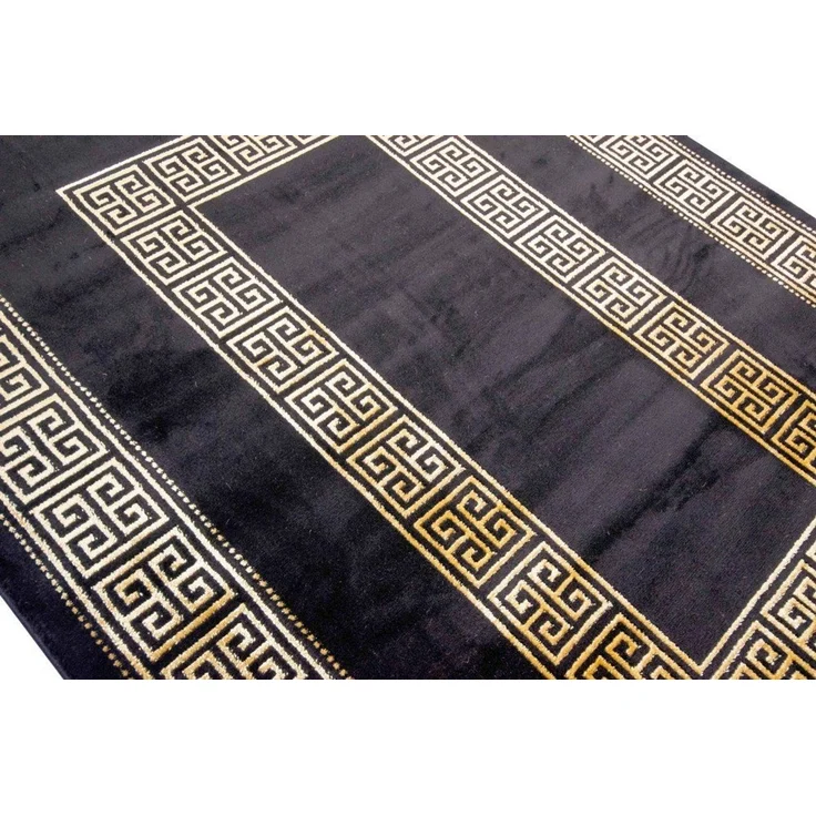 Carpetia Teppich Teppich Wohnzimmer mit Bordüre Mäander Muster schwarz gold, rechteckig, Höhe: 12 mm – Bild 3