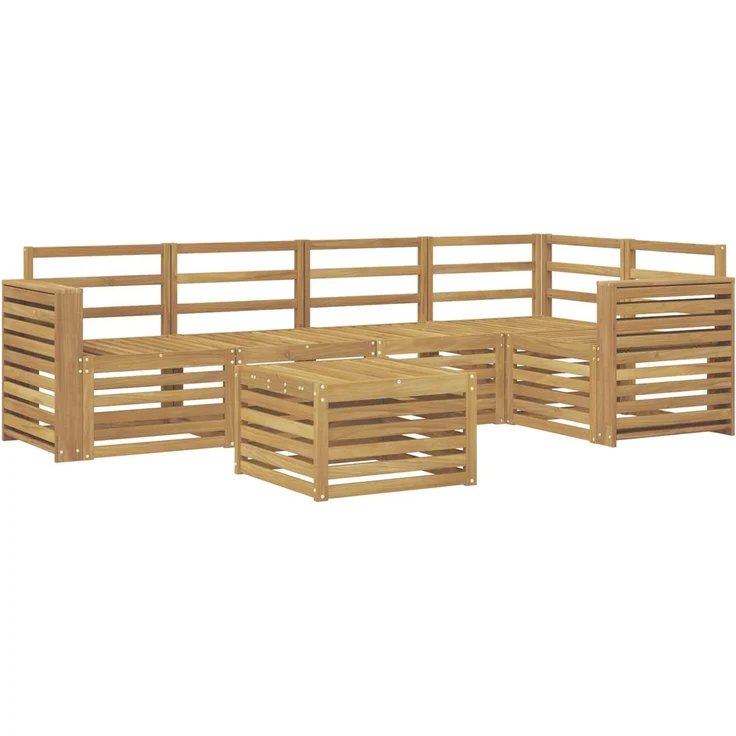 vidaXL Outdoor-Sofagarnitur 6 stk. 5-Sitzer Weiß Massivholz Akazie 3391879 – Bild 2