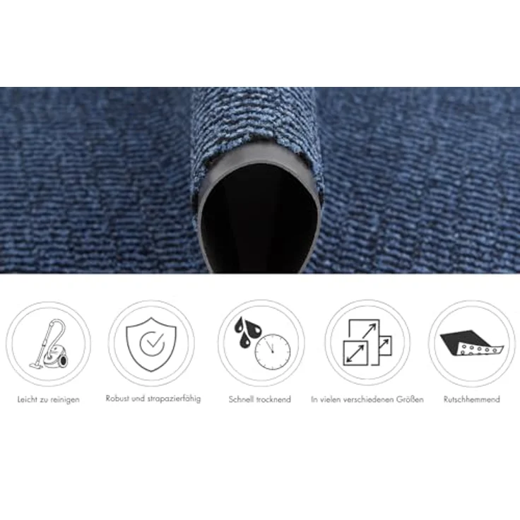 andiamo Fußmatte Easy - Schmutzfangmatte für den Hauseingang - flexibel einsetzbar als Türmatte innen, Fußabtreter im überdachten Außenbereich oder als Schuhmatte 60 x 80 cm Blau – Bild 4