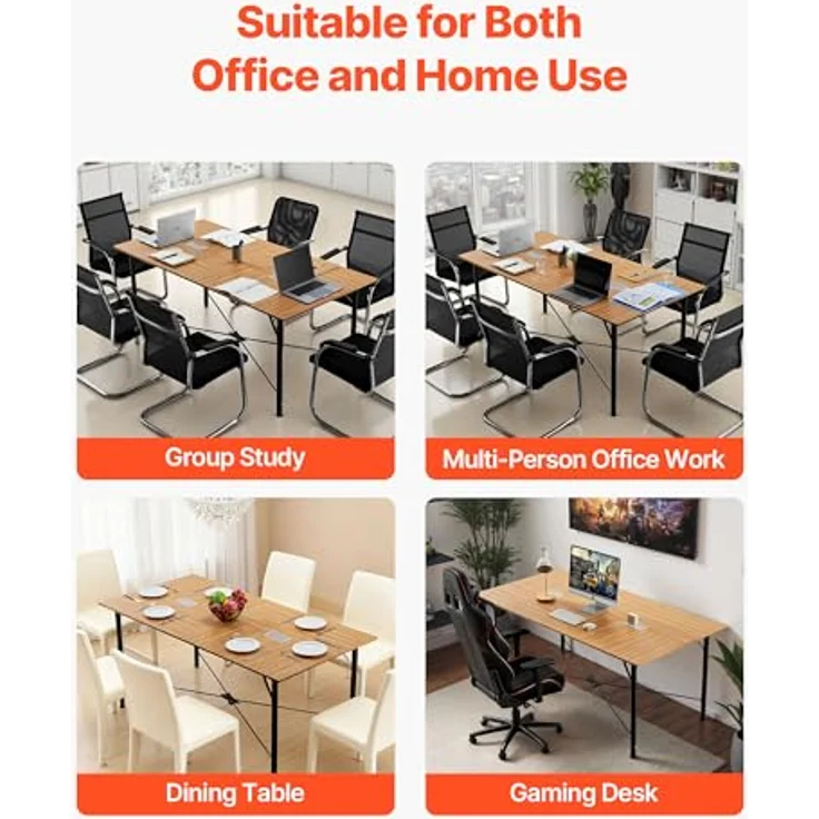 VEVOR Konferenztisch Besprechungstisch für 6-8 Personen 180x90 cm (L x B) rechteckiger Kombinationsschreibtisch Meetingtisch Mehrzwecktisch Pausentisch mit Metallbeinen für Büro Konferenzraum – Bild 9