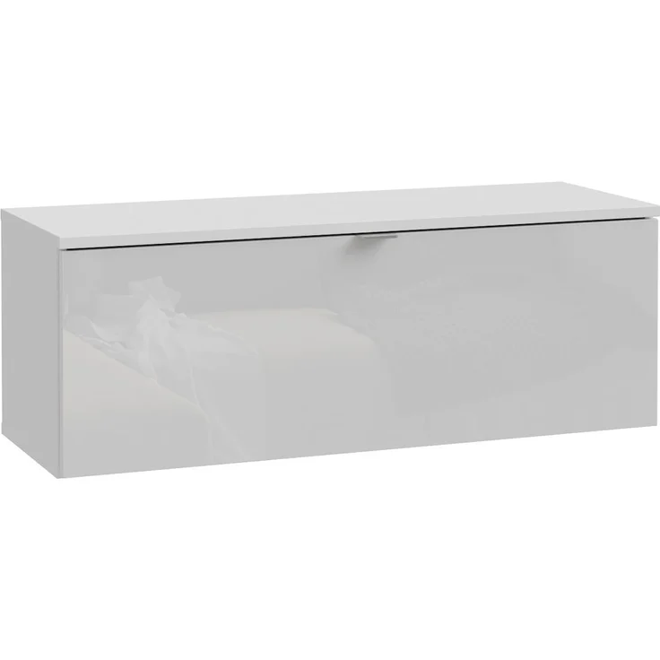 Lowboard >LIBERTAD< Hängeschrank, in Weiss Glanz - 99,5x37,5x34,8cm (BxHxT) – Bild 3