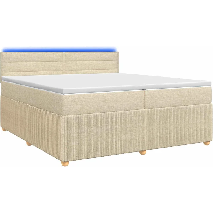 vidaXL Boxspringbett mit Matratze Creme 200 x 200 cm Stoff 3453007 – Bild 2