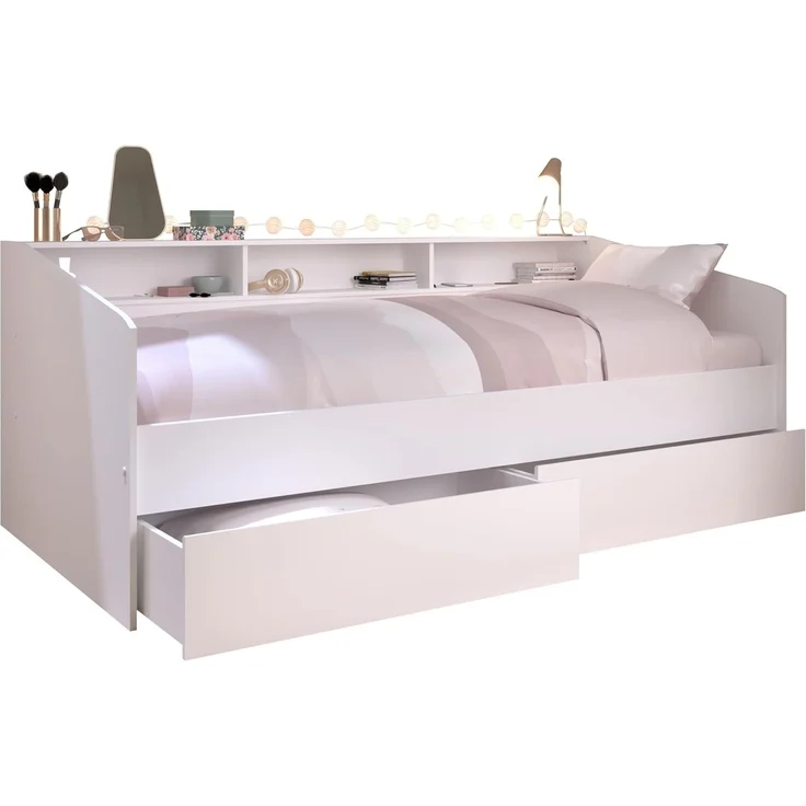Stauraumbett >Sleep 4< in 23 - Weiss - 203x113x82cm (LxBxH) – Bild 8