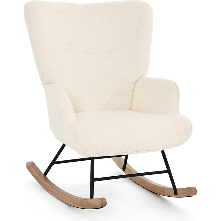 GOEURVANT 5006 Schaukelstuhl ohne Hocker (Relaxsessel, Ohrensessel) - Teddy-Stoff - Creme – Bild 3