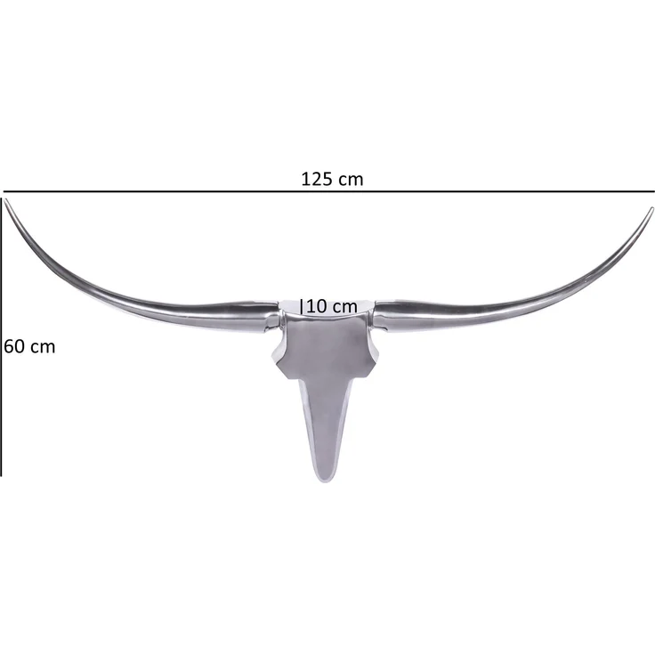 FINEBUY Wanddekoobjekt FB37874 (Deko Hirschgeweih Aluminium 125 cm Silber modern), Wanddeko Metall Design Hirschkopf Geweih Wand groß – Bild 3