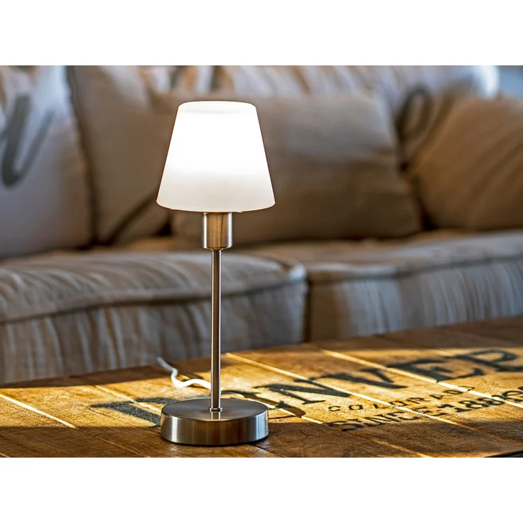 LED Tischlampe MATHA mit Touch Dimmer und Glas Lampenschirm, Höhe 32cm – Bild 7