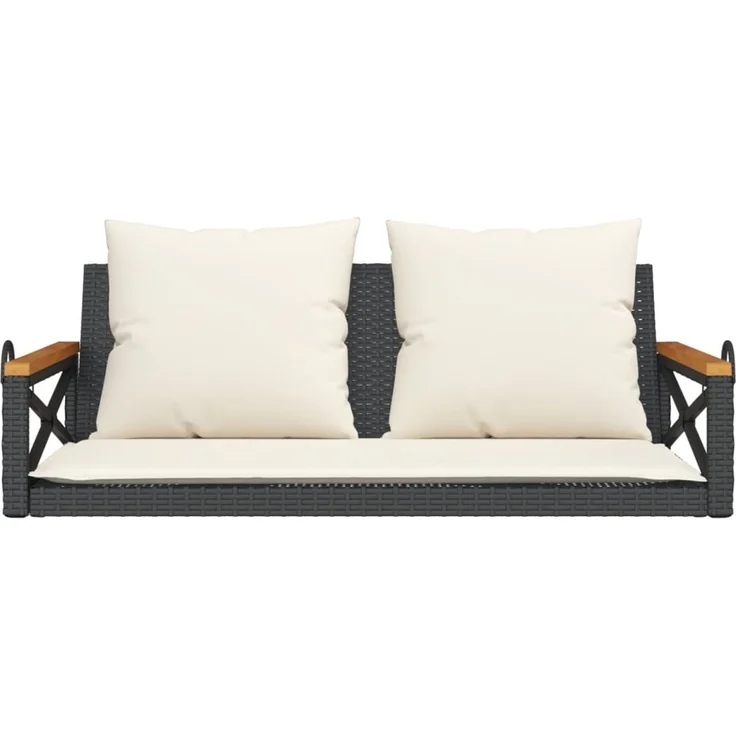 vidaXL Hängebank mit Kissen Schwarz 109x62x40 cm Poly Rattan 368155 – Bild 4