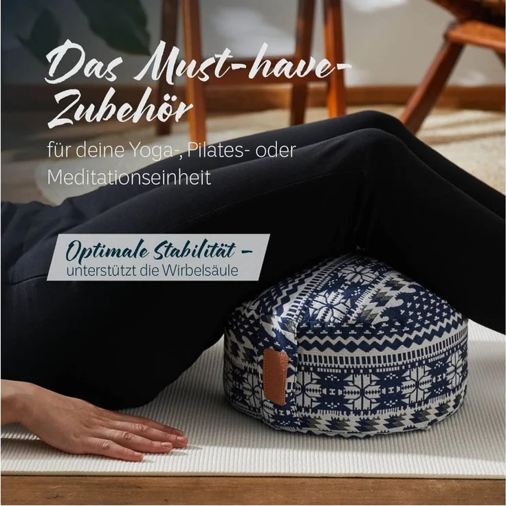 #DoYourYoga Yoga Bolster Vishnu rund - gefüllt mit Bio-Dinkelspelz, Entspannungskissen Yoga Meditation Fitness Therapie 30 x 30 x 15 cm – Bild 2