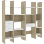 vidaXL 4-tlg. Bücherregal-Set Weiß Sonoma-Eiche Spanplatte