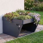 Mähroboter-Garage mit Pflanzkasten HWC-P41, Dach Unterstand Rasenmäher Metall 40x60x70cm ~ anthrazit