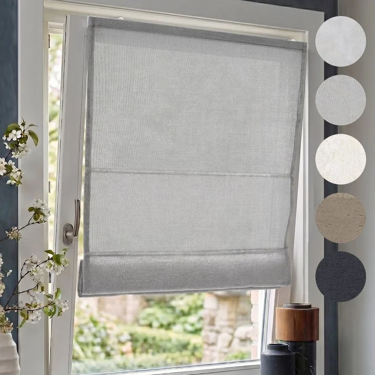Victoria M. Raffrollo Klemmfix Ivora Premium Raffrollo 40x130cm Grau Blickdicht, mit Klemmträger, ohne Bohren, freihängend, Ohne Bohren – Bild 1