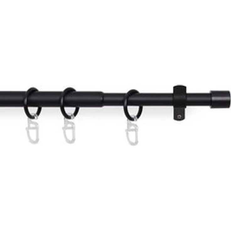 Bestlivings Gardinenstange Stilgarnitur, Ø 16 mm, ausziehbar, Wandträger, verschraubt, Metall, Vorhangstange 120-220cm inkl. Ringe mit Faltlegehaken – Bild 6