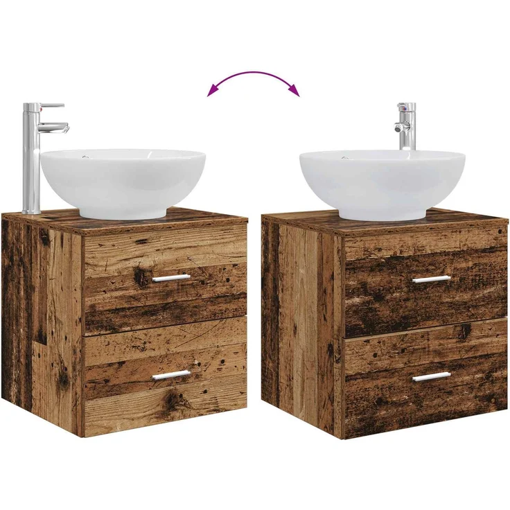 vidaXL Badezimmerschrank-Set 3 stk. Altholz 129 x 44,5 x 80 cm 3405913 – Bild 10