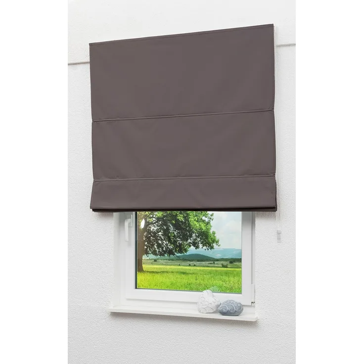 Lysel Outlet Raffrollo braungrau, abdunkelnd mit Kettenzug, Maße: (Bx H) 80cm * 180cm