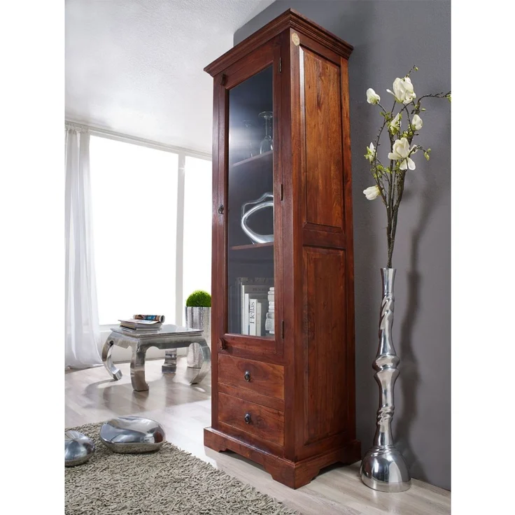 Vitrine Akazie 65x44x191 nougat lackiert OXFORD #432 – Bild 2