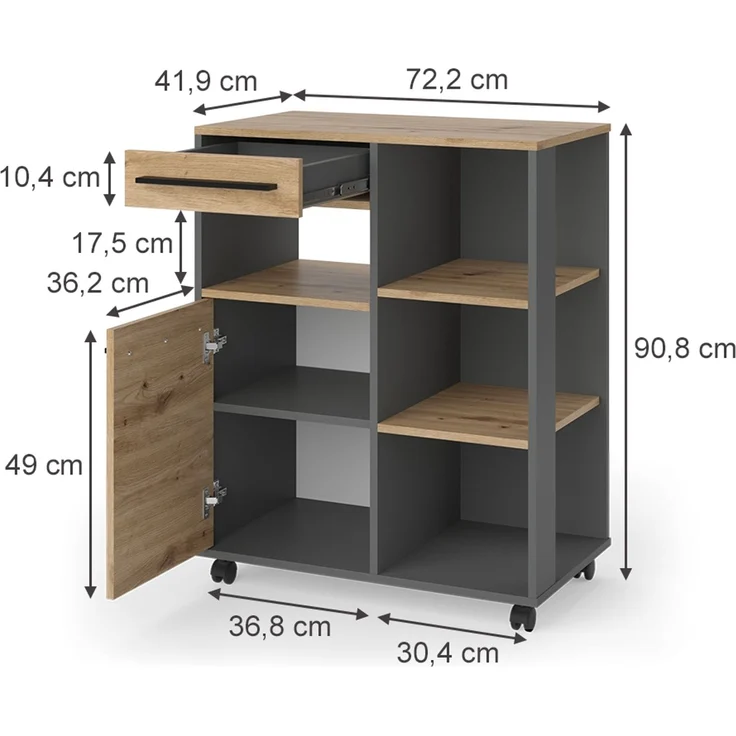 Küchenbuffet Pure Artisan-Eiche/Anthrazit 72.2 x 90.8 cm Vicco – Bild 2