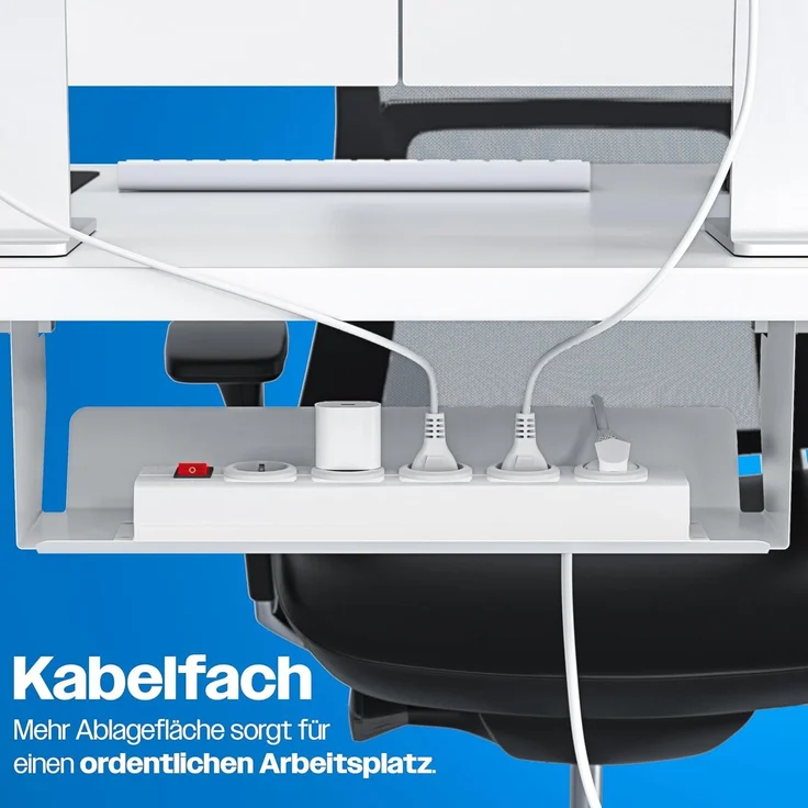 KESSER® Höhenverstellbarer Schreibtisch elektrisch | Ergonomisch Steh-Sitz Schreibtisch | 3-Funktions-Memory Steuerung | Inkl. 360° Rollen & USB-Ladeanschluss | Computertisch für Homeoffice Weiß, 140 x 70 cm – Bild 9