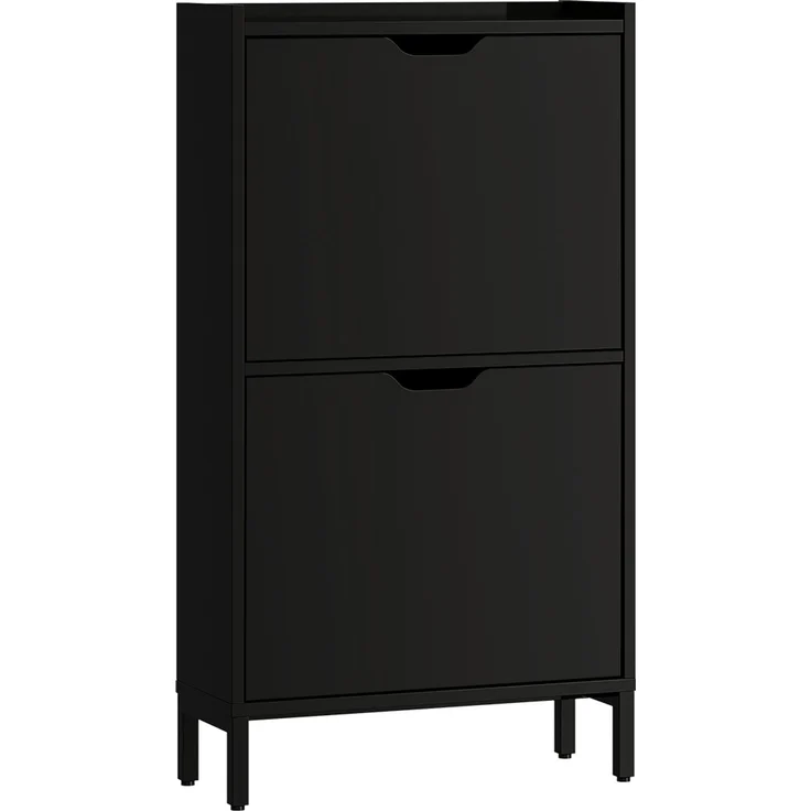 Bellamio 'Ceyhan' Schuhschrank mit 2 Klappen, schmales Schuhregal, schwarz, 50x19x90 cm, Schuhkipper für 4 paar Schuhe – Bild 10