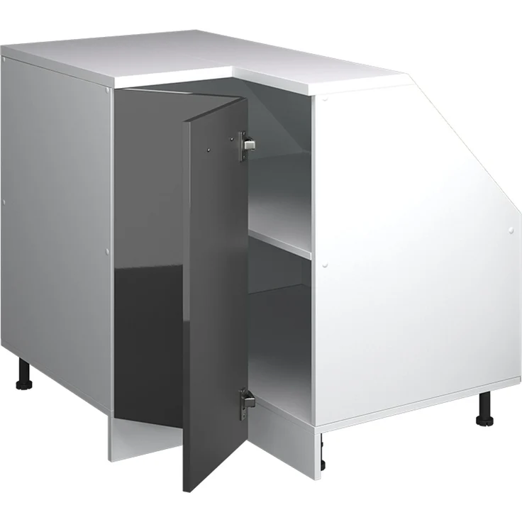 Eck-Küchenschrank für Dachschrägen R-Line Anthrazit Hochglanz 75.6 cm mit 1 Tür, Schrankkorpus 60 cm Tiefe Vicco – Bild 3