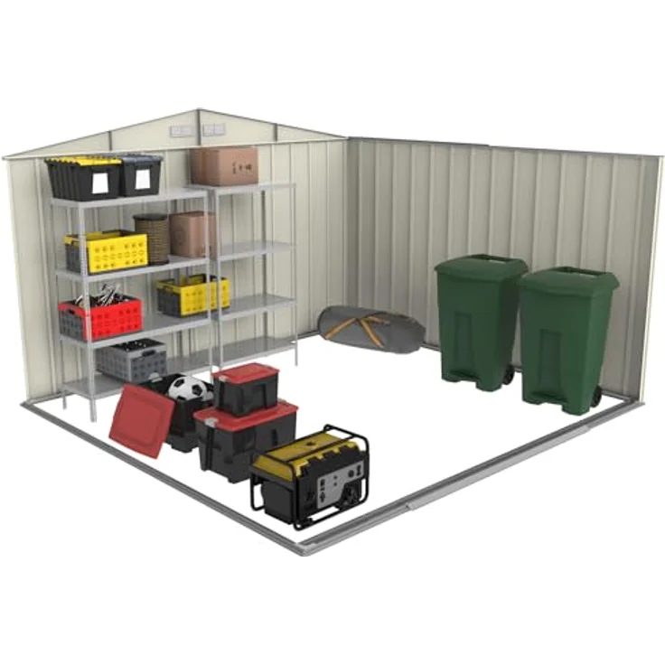 Duramax ECO 10x10 (9.16 m²) Metallgerätehaus, feuerverzinktes Metall gerätehaus - Geräteschuppen, verstärkte Dachkonstruktion, wartungsfreier und wetterfester Metallschuppen, Grün – Bild 6