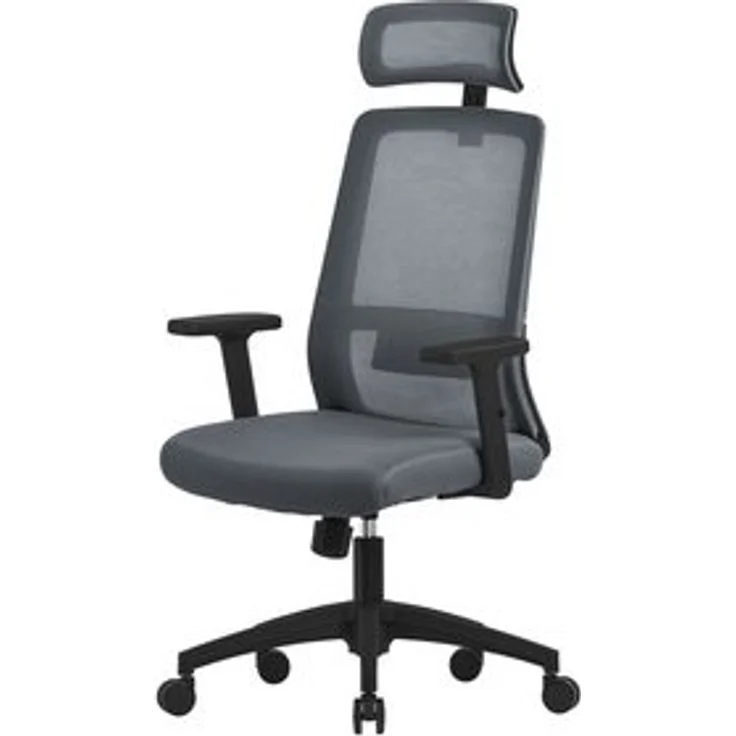 ML-DESIGN Bürostuhl Computerstuhl ergonomisch mit Verstellbarer Kopfstütze Gaming Stuhl, Schreibtischstuhl Grau mit mesh und Lendenwirbelstütze 68x66x123cm – Bild 6