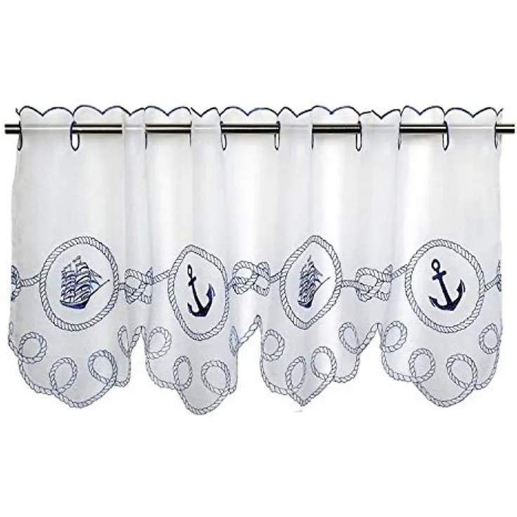 Delindo Lifestyle Scheibengardine ANKER SEGELSCHIFF (1 St), Stangendurchzug, transparent, Voile, HxB: 45x115, mit Stangendurchzug, für die Küche