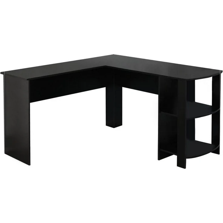 Mondeer Eckschreibtisch L-Computertisch, L-Förmig Schreibtisch mit 2 abgerundeten Ablagen, Schwarz – Bild 5