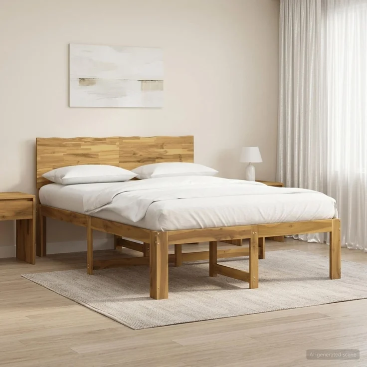 vidaXL Doppelbettgestell mit Kopfteil ROSTOCK Weiß 150 x 200 cm 3405451 – Bild 1
