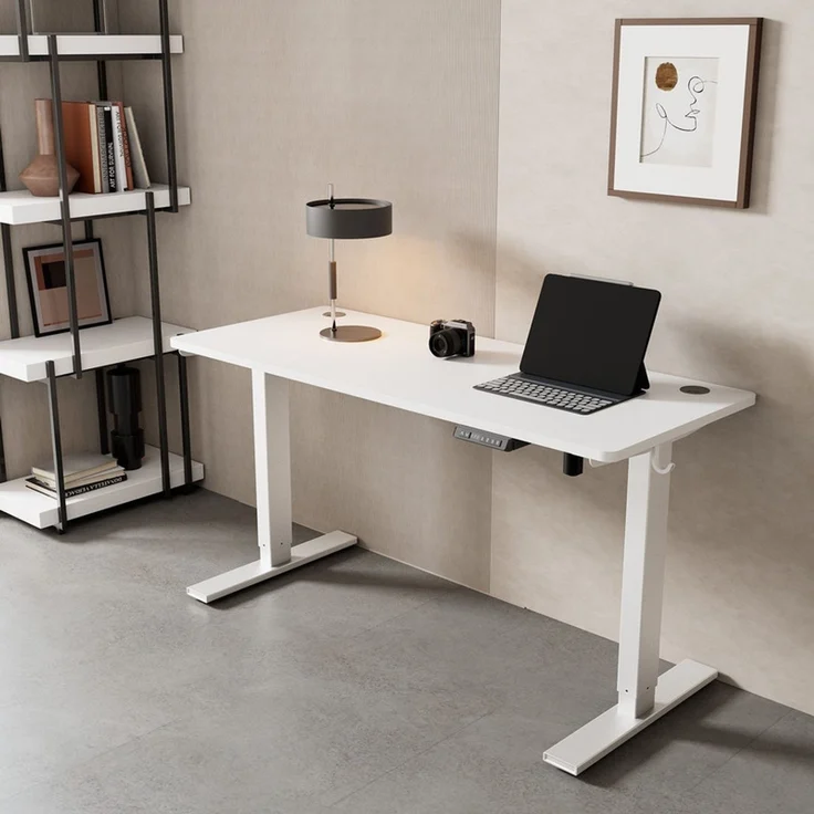 HOMAVO höhenverstellbarer Schreibtisch 80×180 cm, mit Memory- und Anti-Kollisionsfunktion, USB-A- und USB-C-Anschlüssen, Höhe 70–120 cm, Weiß – Bild 2