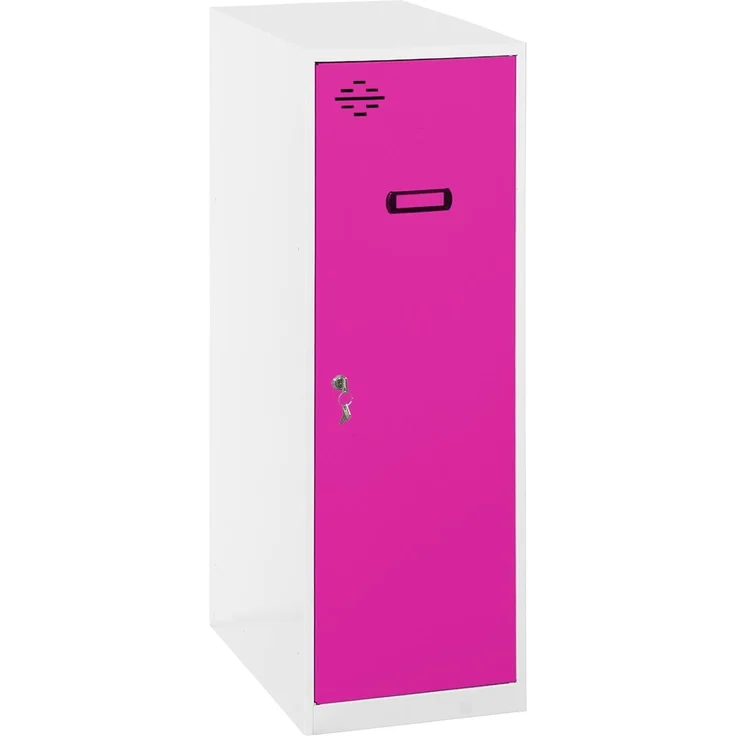 Simon Rack Simonlocker Kommode, klein, 915 x 300 x 500 mm, Amario aus Metall, inkl. Schlüssel, Weiß/Rosa