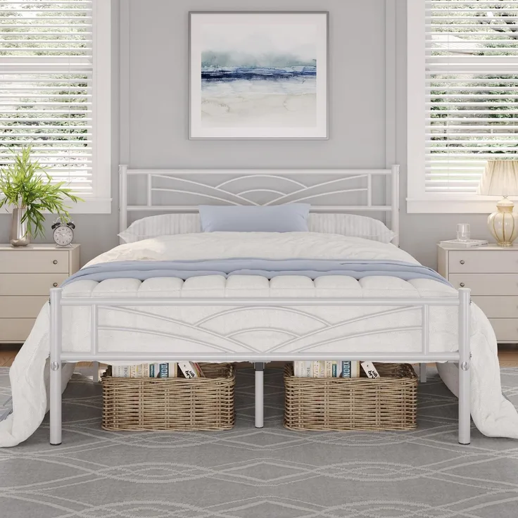 Yaheetech Bettrahmen Metallbett Modern Gästebett Bettgestell aus Metall